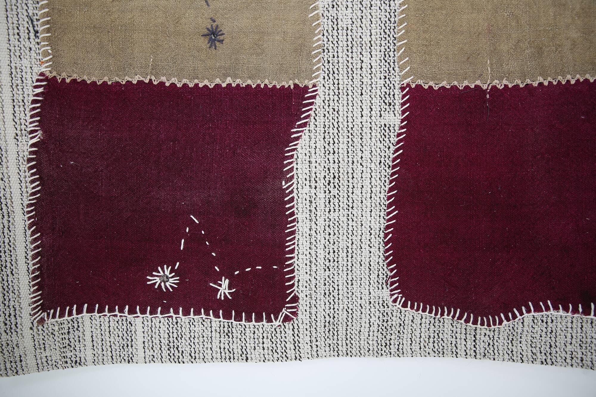 Wine Color Vintage Textile Wall Hanging, Handwoven Tapestry, 106x116 Cm