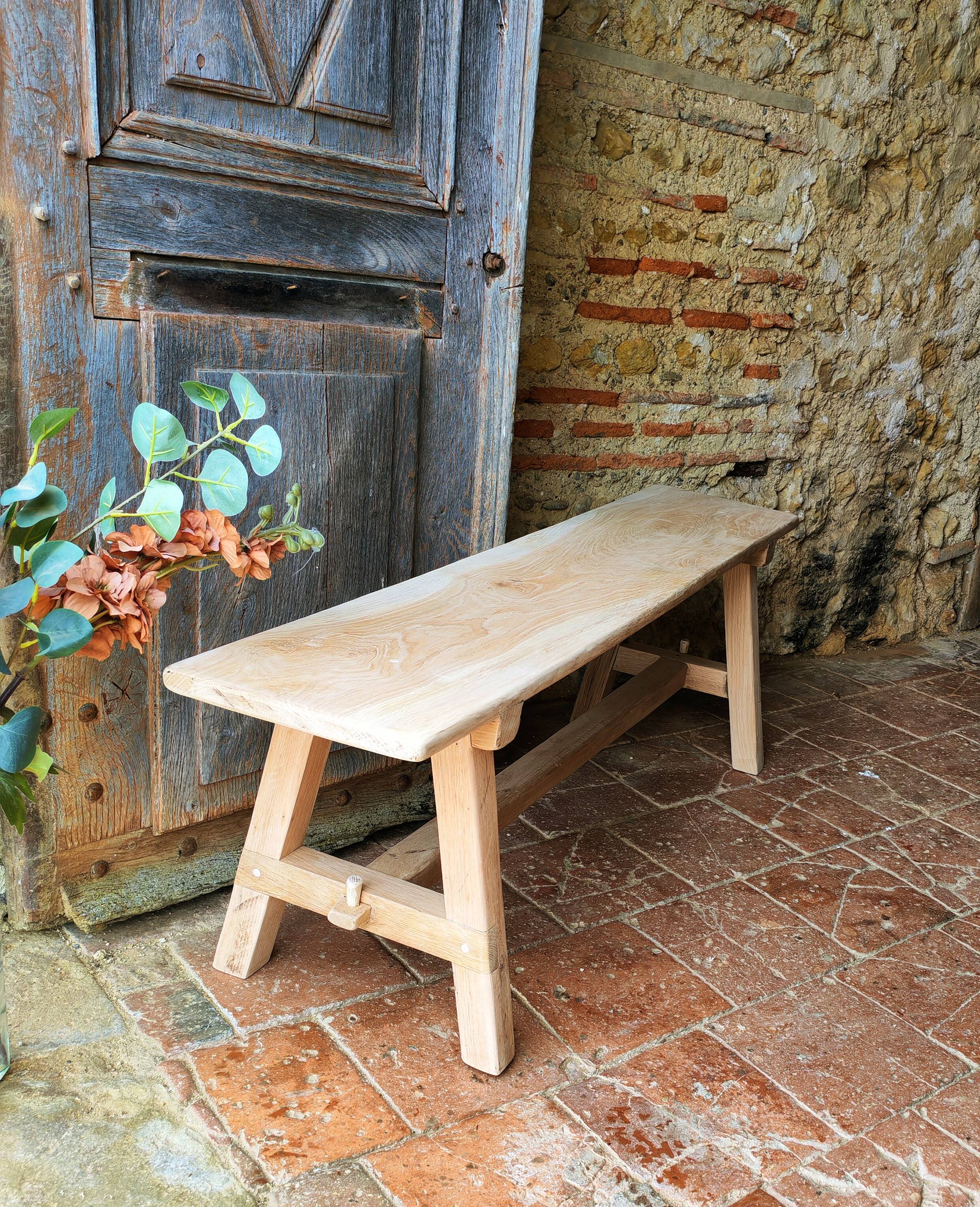 Banc en chêne massif, Rustique,Brut.