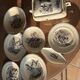 Clairefontaine tableware service, earthenware with bird decoration.