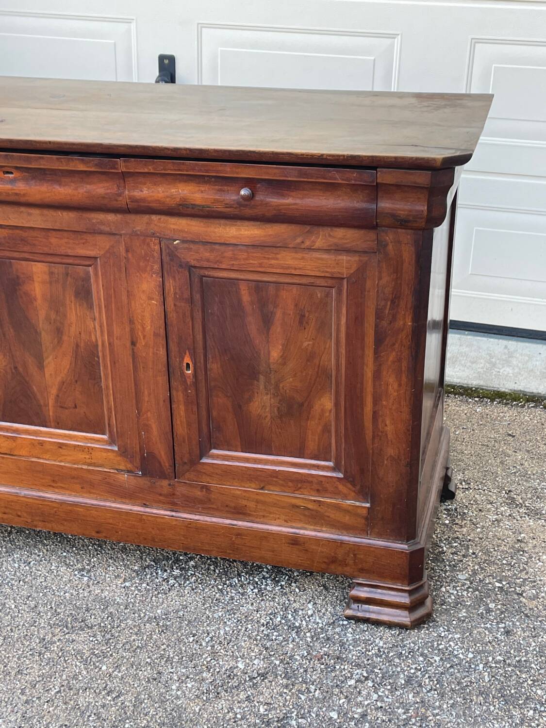 Walnut sideboard, Louis Philippe style, three doors, three shelves