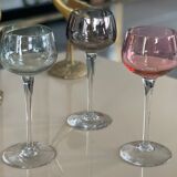 7 vintage iridescent foot glasses