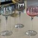 7 vintage iridescent foot glasses