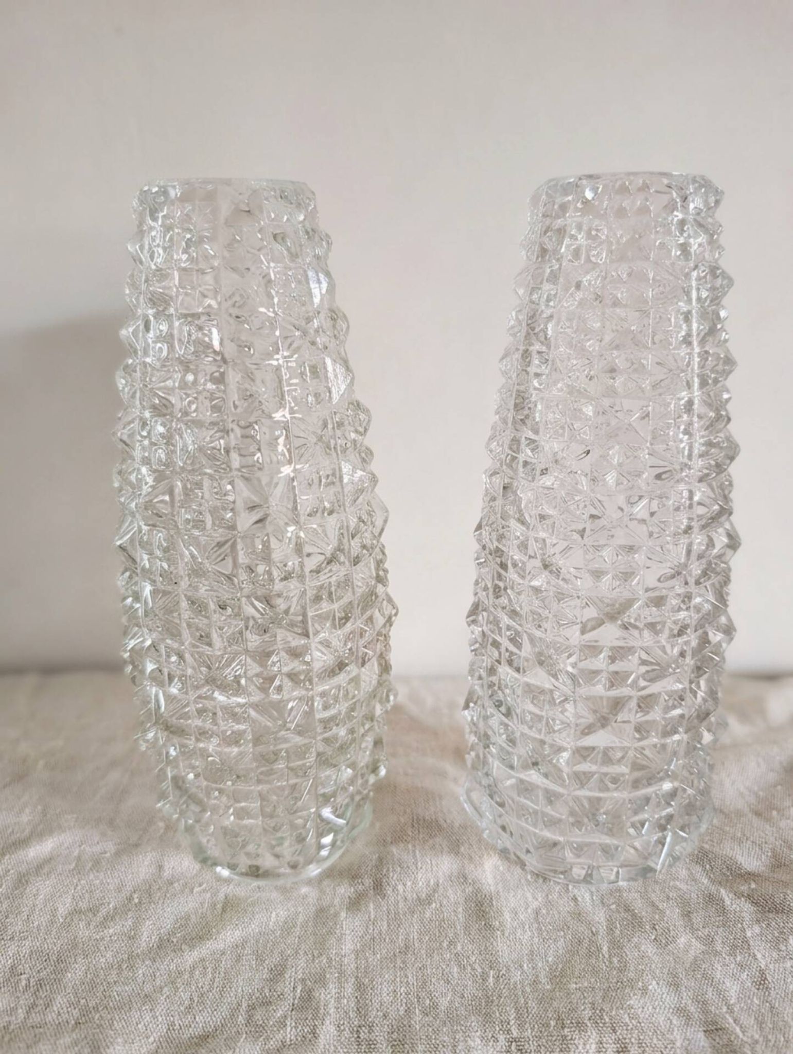 Pair of vintage moulded glass lampshades