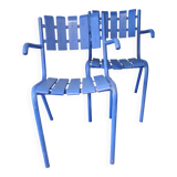 Pair of ultramarine blue garden or patio armchairs