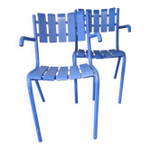 Paire de fauteils de jardin ou de terrasse bleu outremer