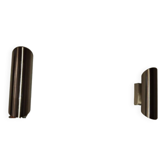 Pair of stainless steel tube wall lights from the 70s/80s