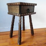 Vintage brutalist bedside table 1950 end of sofa