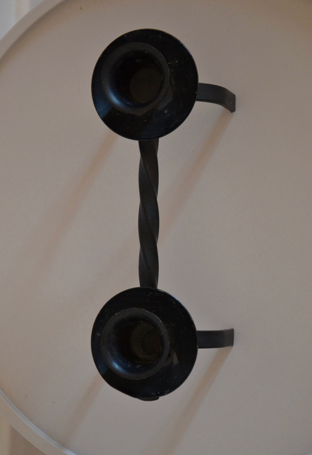 Brutalist candle holder in black iron