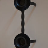 Brutalist candle holder in black iron