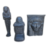 Lot de 3 figurines égyptiennes de couleur noire en albâtre