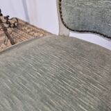 Louis XV style cabriolet armchair in patinated wood and velvet