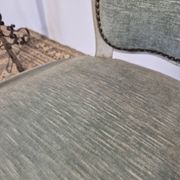 Louis XV style cabriolet armchair in patinated wood and velvet