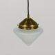 Up to 7 Art Deco brass pendant lights with conical glass shades, Vienna 1930s.