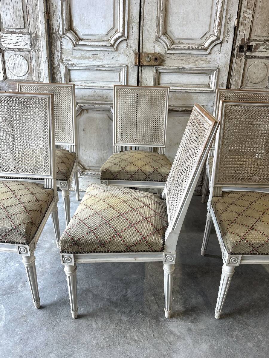 Set of 6 lacquered Louis XVI chairs circa 1950