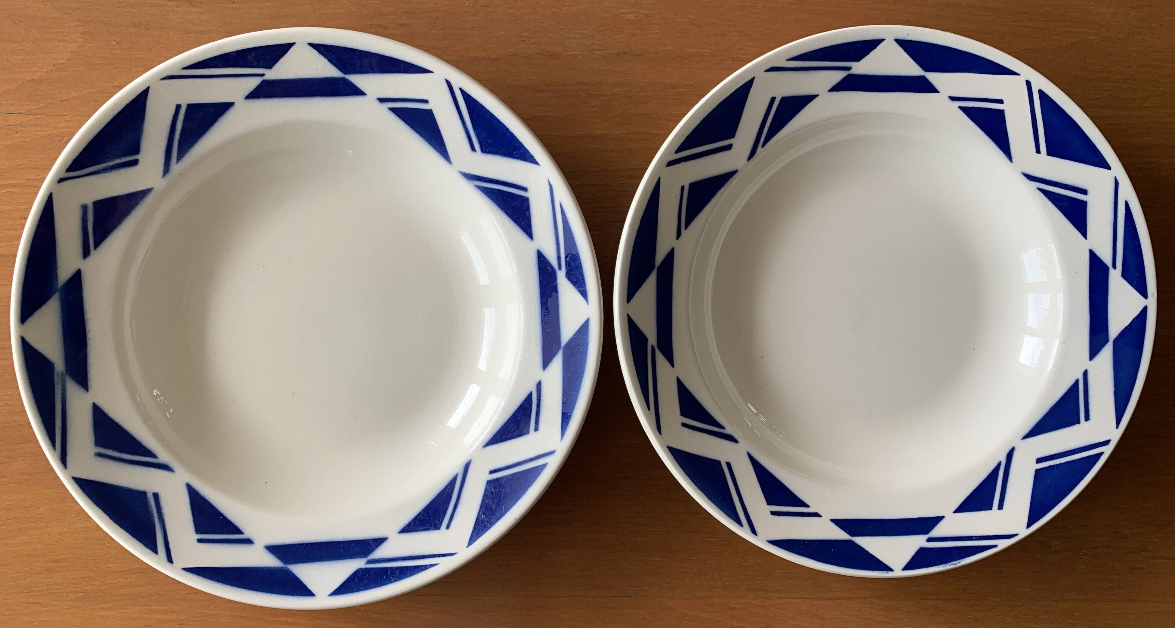 8 old earthenware plates from badonviller