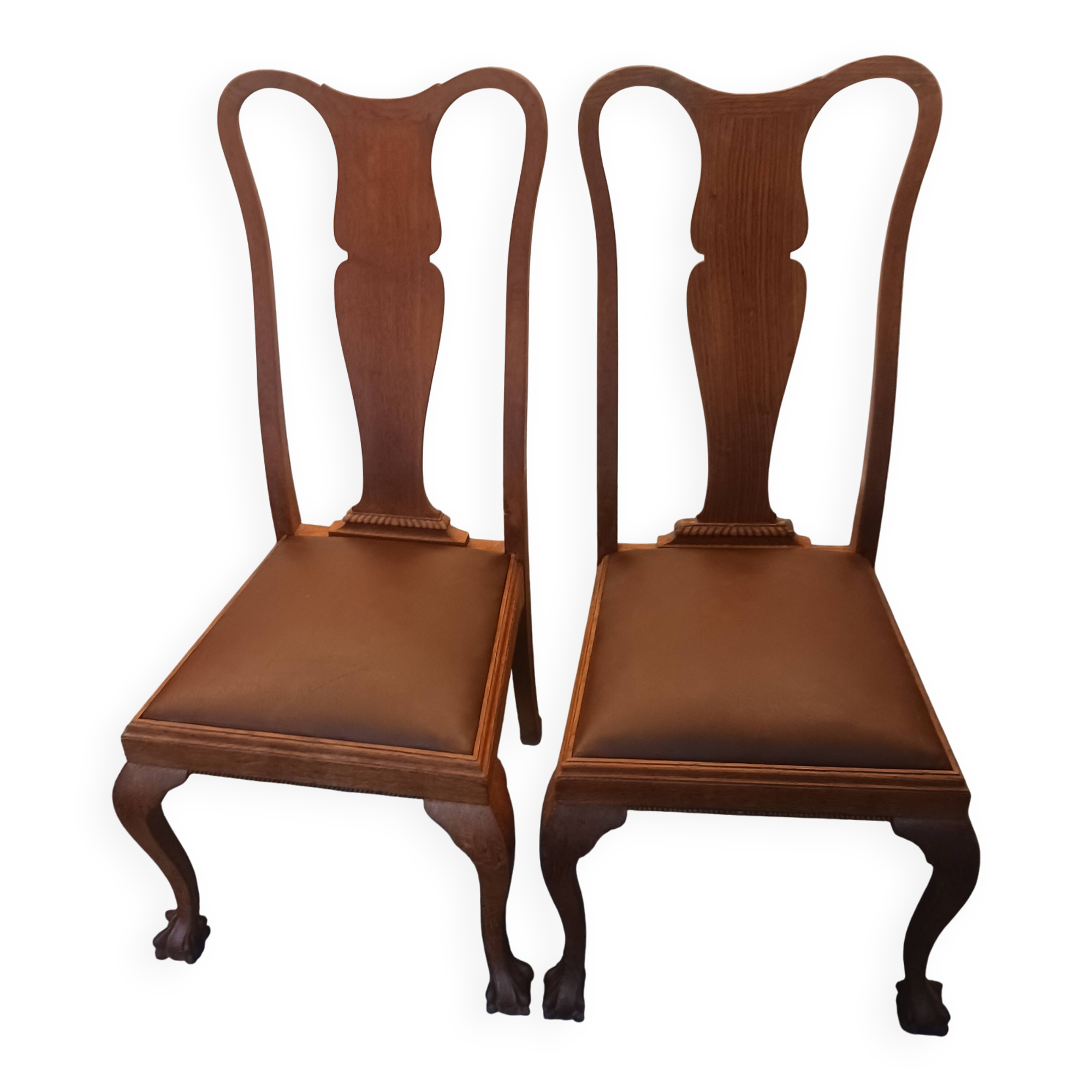 chaises chippendale style Queen Anne environ 1920