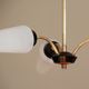 Vintage brass chandelier tulip white strié glass 1950 3 old light lights restored