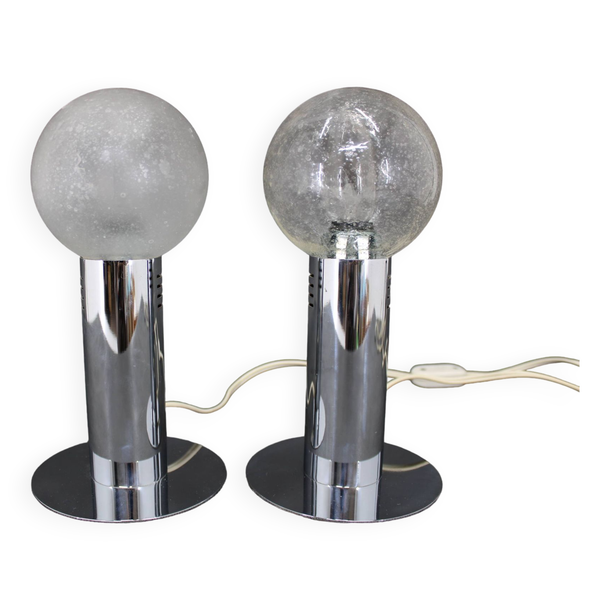 1970s Pair of Chrome Plated Lamps ,Italy