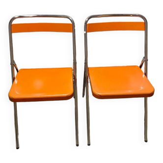 Chaises pliantes vintage orange