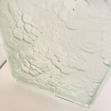 Plateau Art Déco en verre vert à décor de fleurs