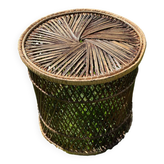 Rattan and buri side table