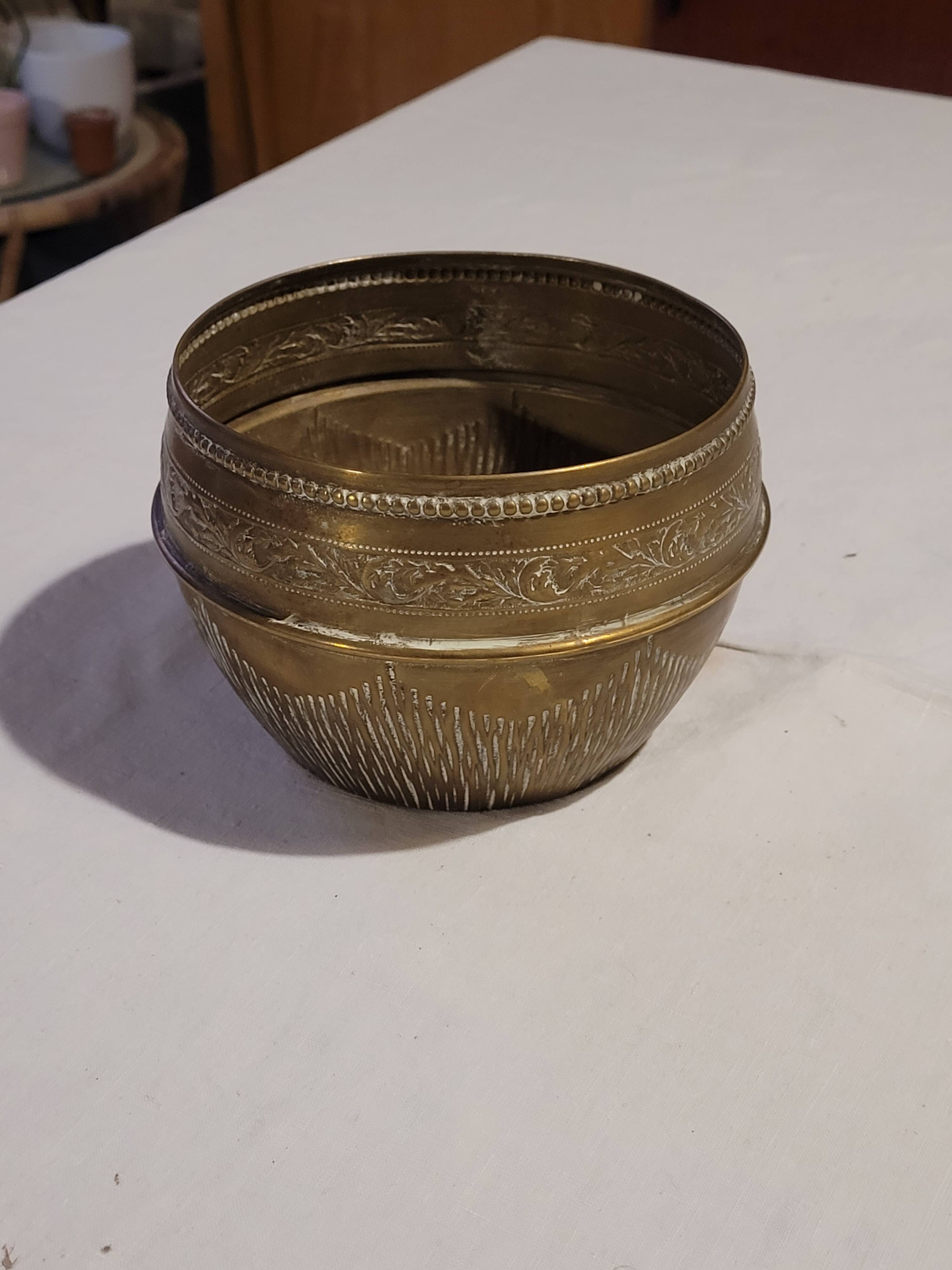 Golden brass cache pot - antique - vintage