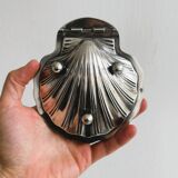 shell box in silver metal and worked glass