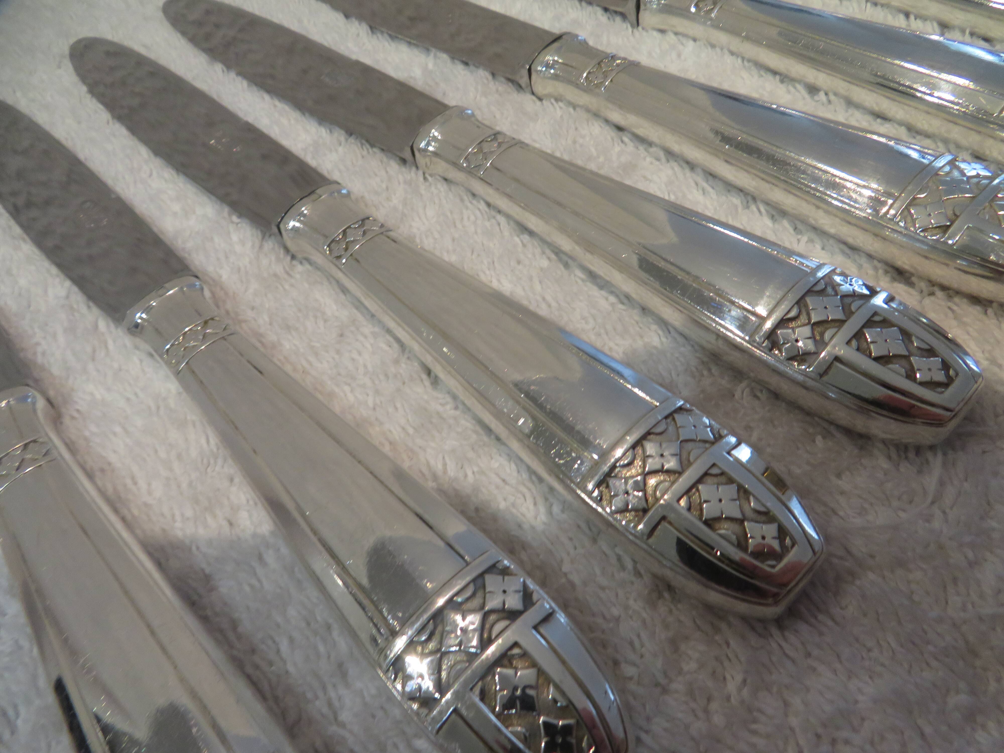 12 Dixi Grand Prix Monaco silver plated dessert knives 20.5cm