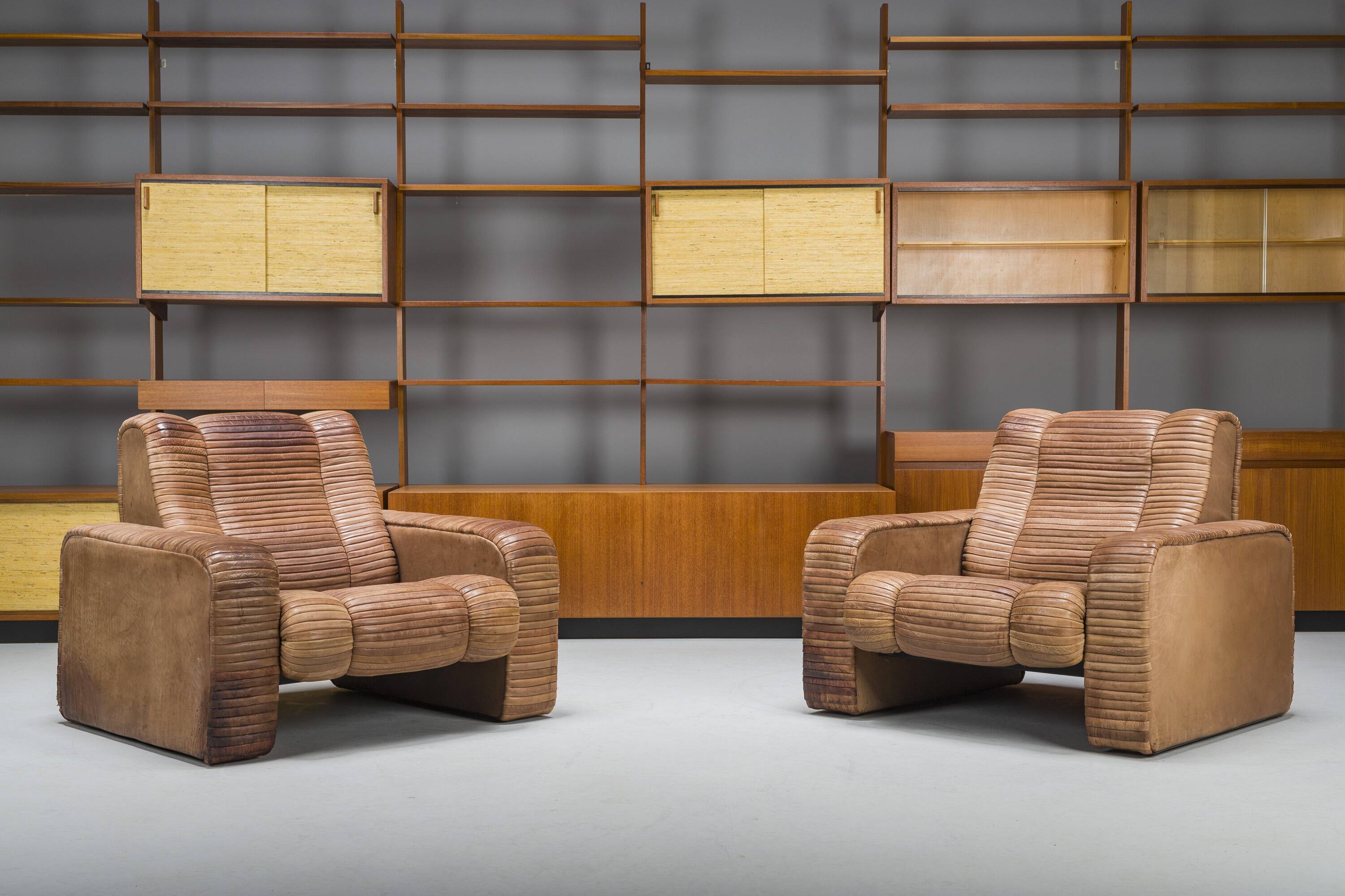 Set of Armchairs in Patchwork Leather by Ernst Lüthy for De Sede