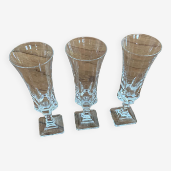 3 champagne flutes in crystal bayel royal manufacure model Bourget in perfect condition
