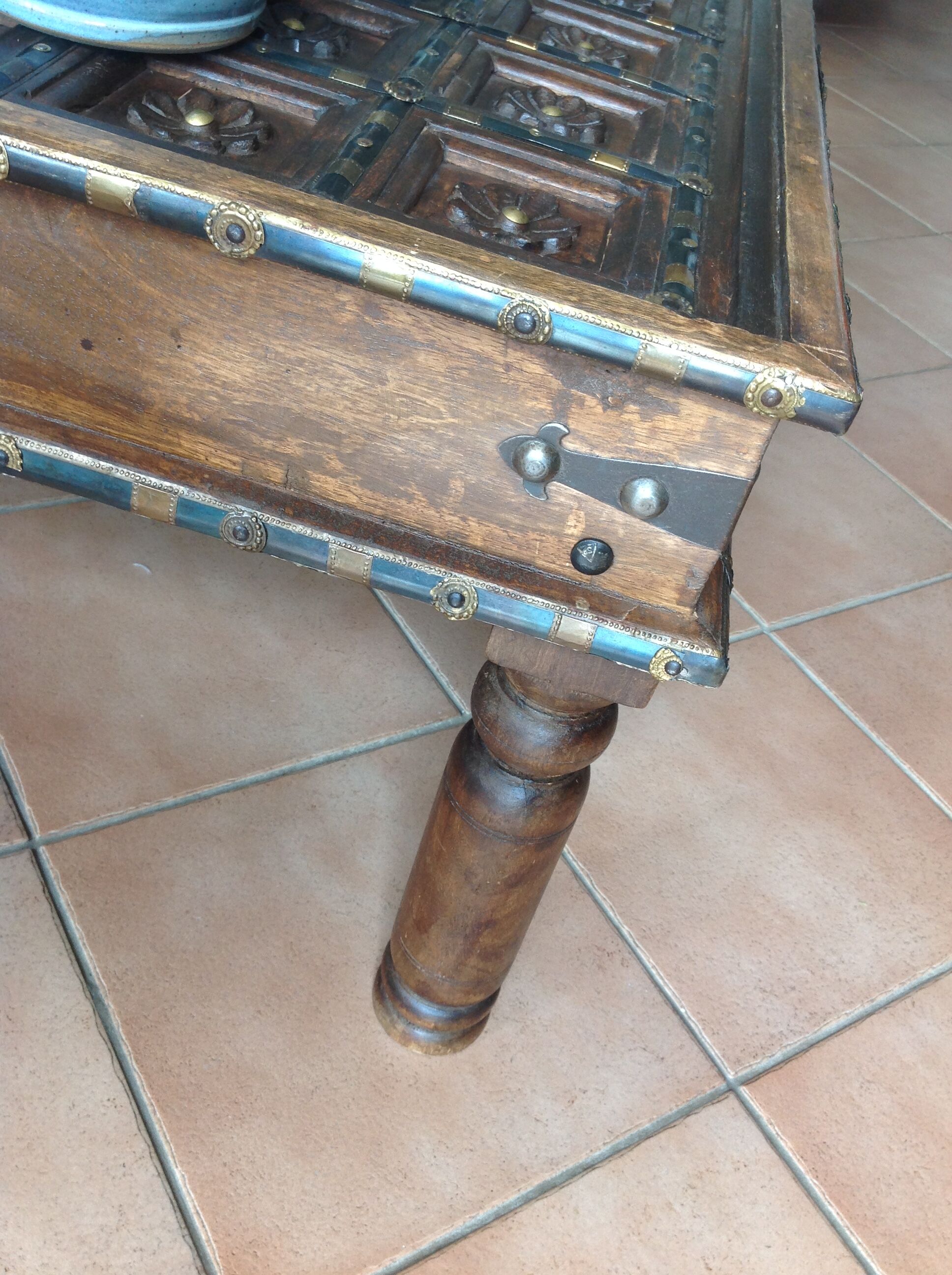 Colonial-style wooden square coffee table