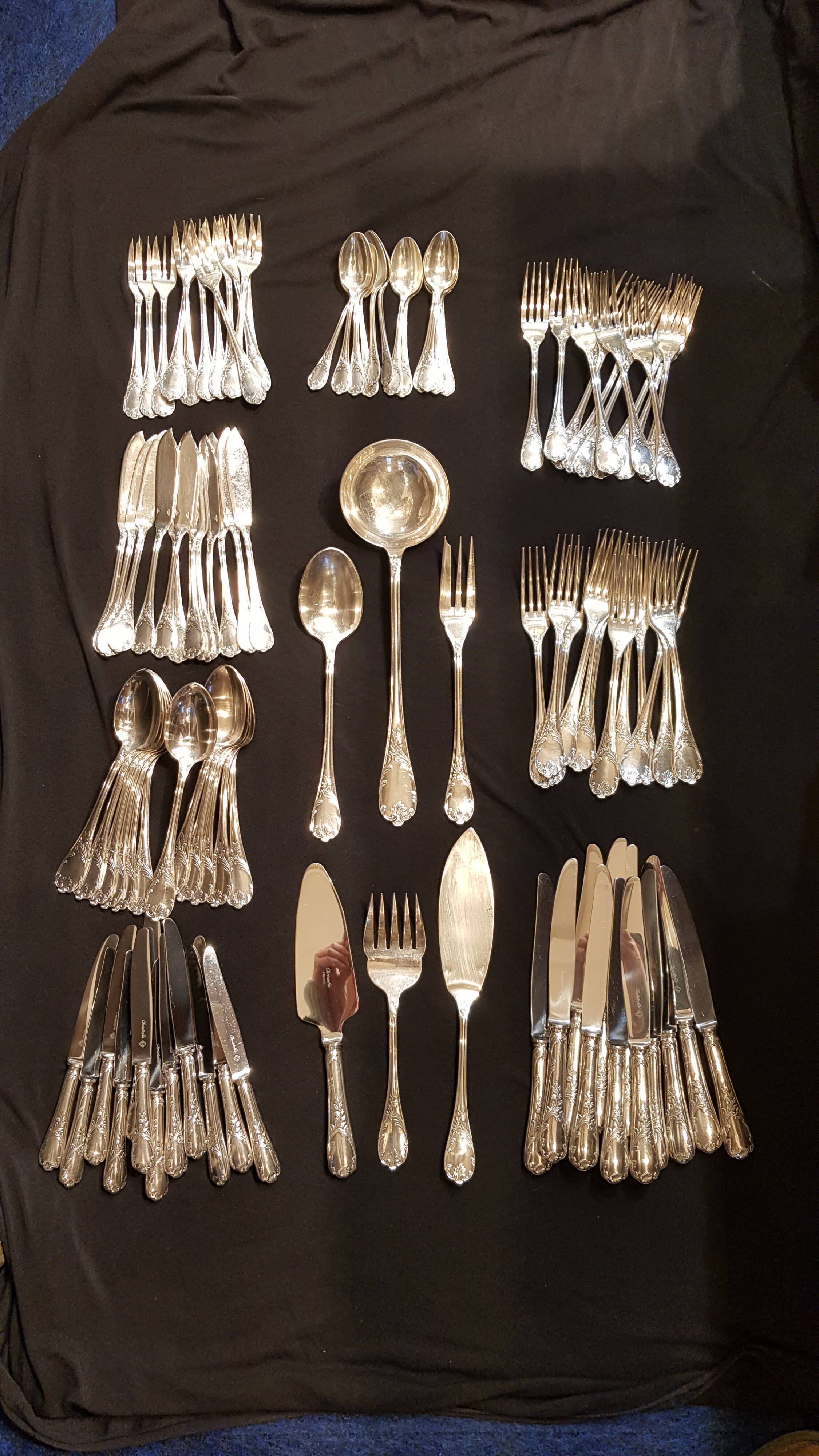 Christofle model marly ménagère silver metal