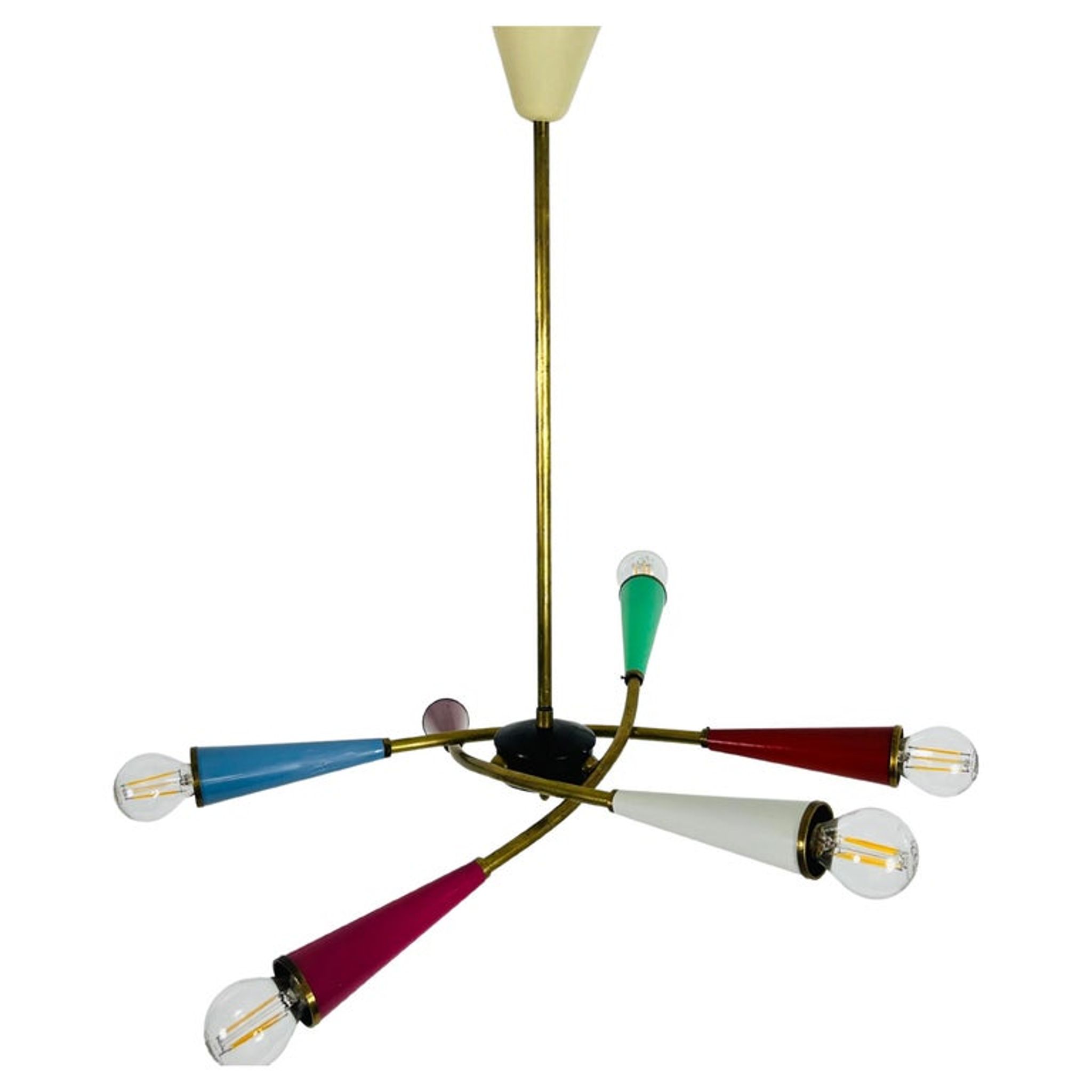 Arredoluce Sputnik brass chandelier 1950s