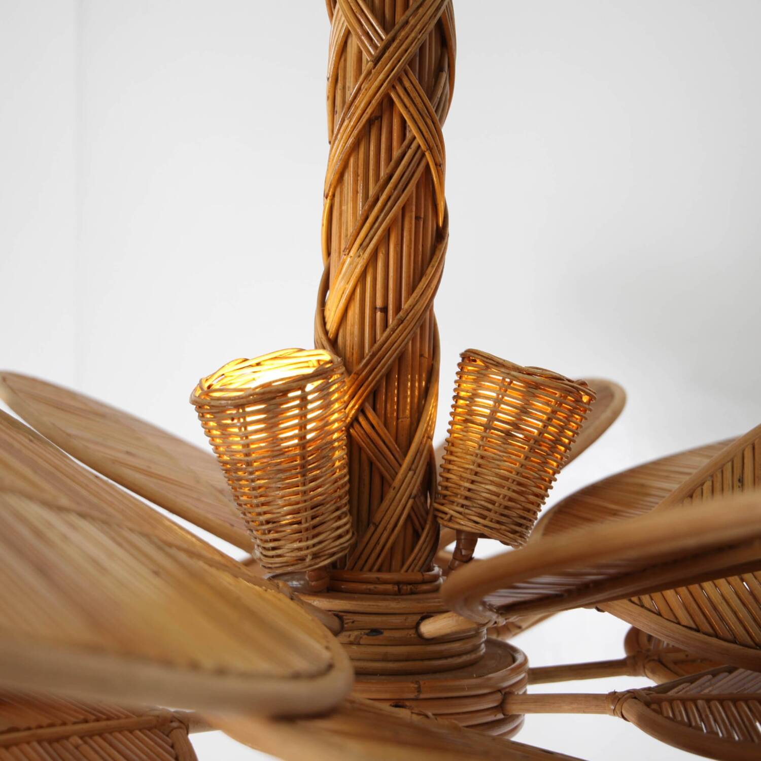 Rattan "leaf" chandelier