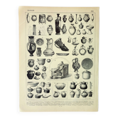 Gravure ancienne 1898, Poterie ancienne, vase, céramique • Lithographie originale et vintage