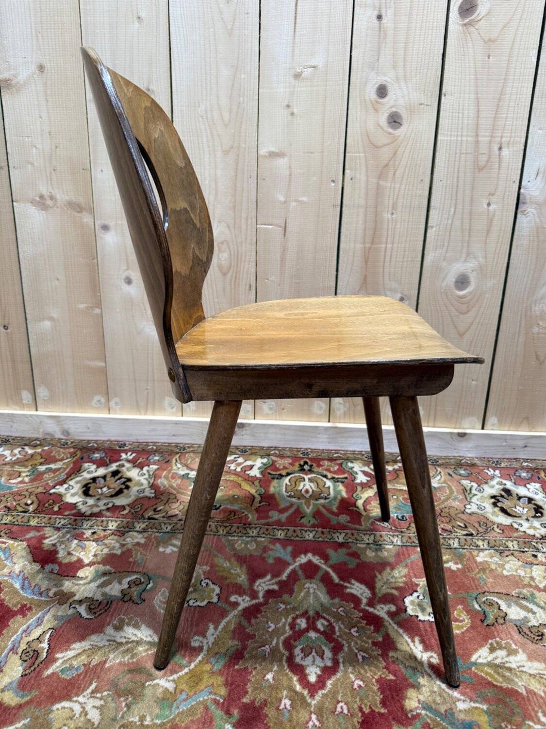 Set of 4 Baumann chairs model Eye in wood, 1950s design.