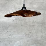 Small pendant light in corrugated teak leaf (Small D:30 H:20)