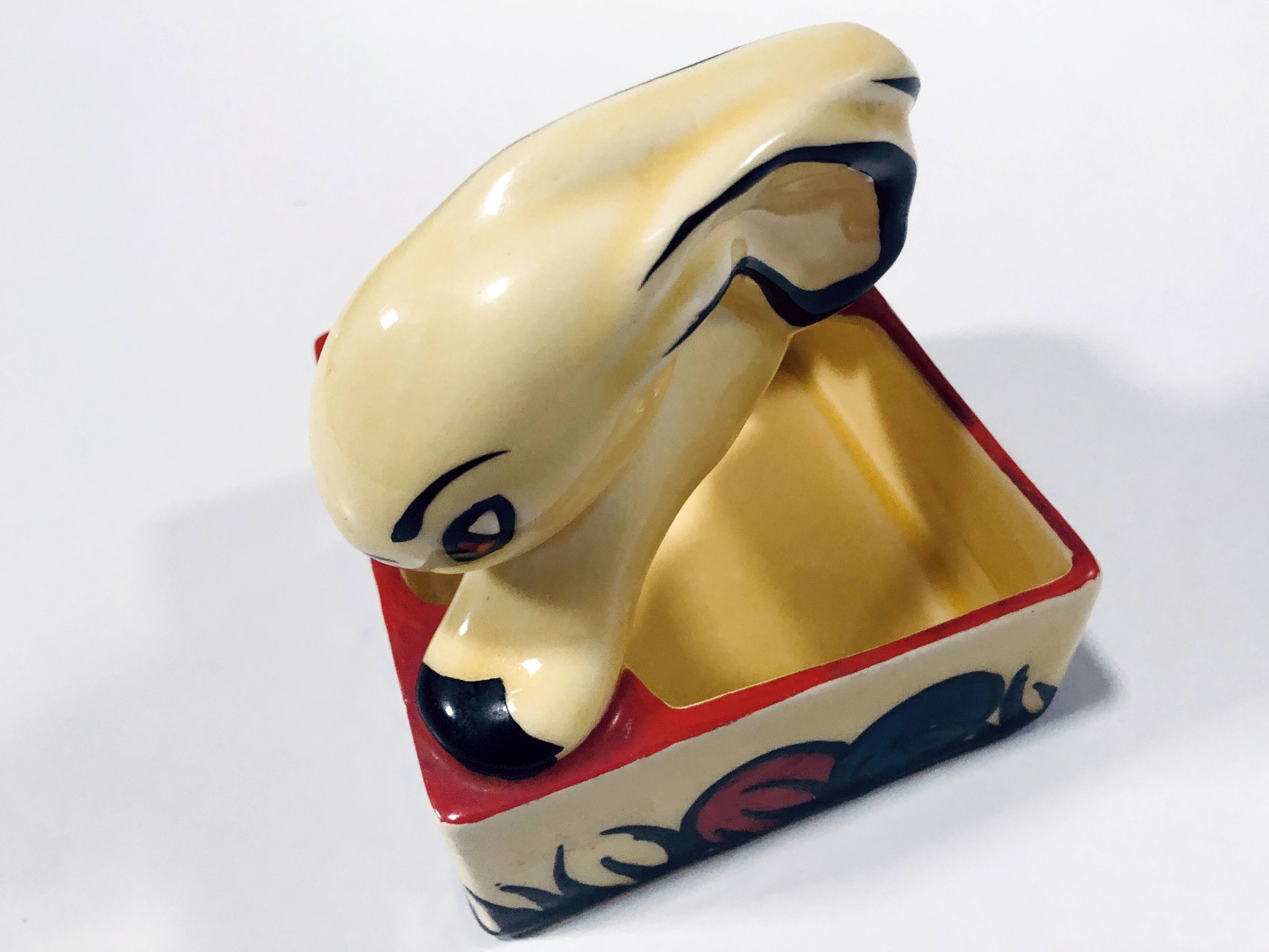Rabbit Ashtray • Empty Pocket • Earthenware • Art Deco • Ditmar Urbach • 1930