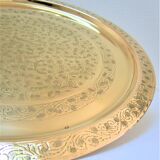 Plateau oriental laiton décor floral signé