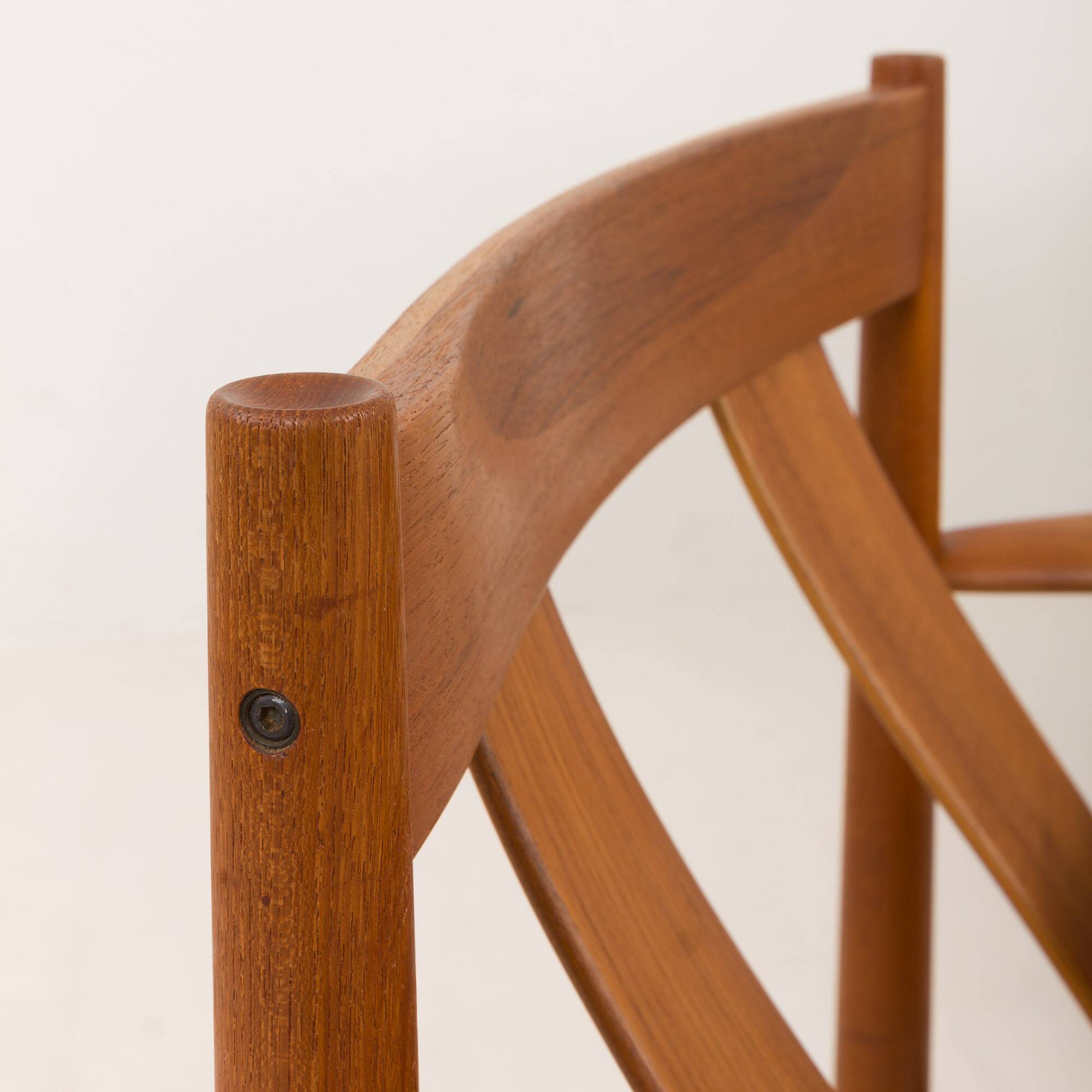 Rare Grete Jalk teak lounge chairs in aniline cognac leather for Cado