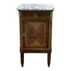 Table de nuit en marqueterie - marbre