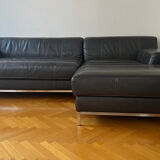 Black leather corner sofa – IKEA KRAMFORS – timeless design