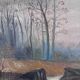 Antique original forest landscape oil painting c. 1910