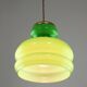 Big Green Mid-century Italian Brass and Glass Pendant Lamp