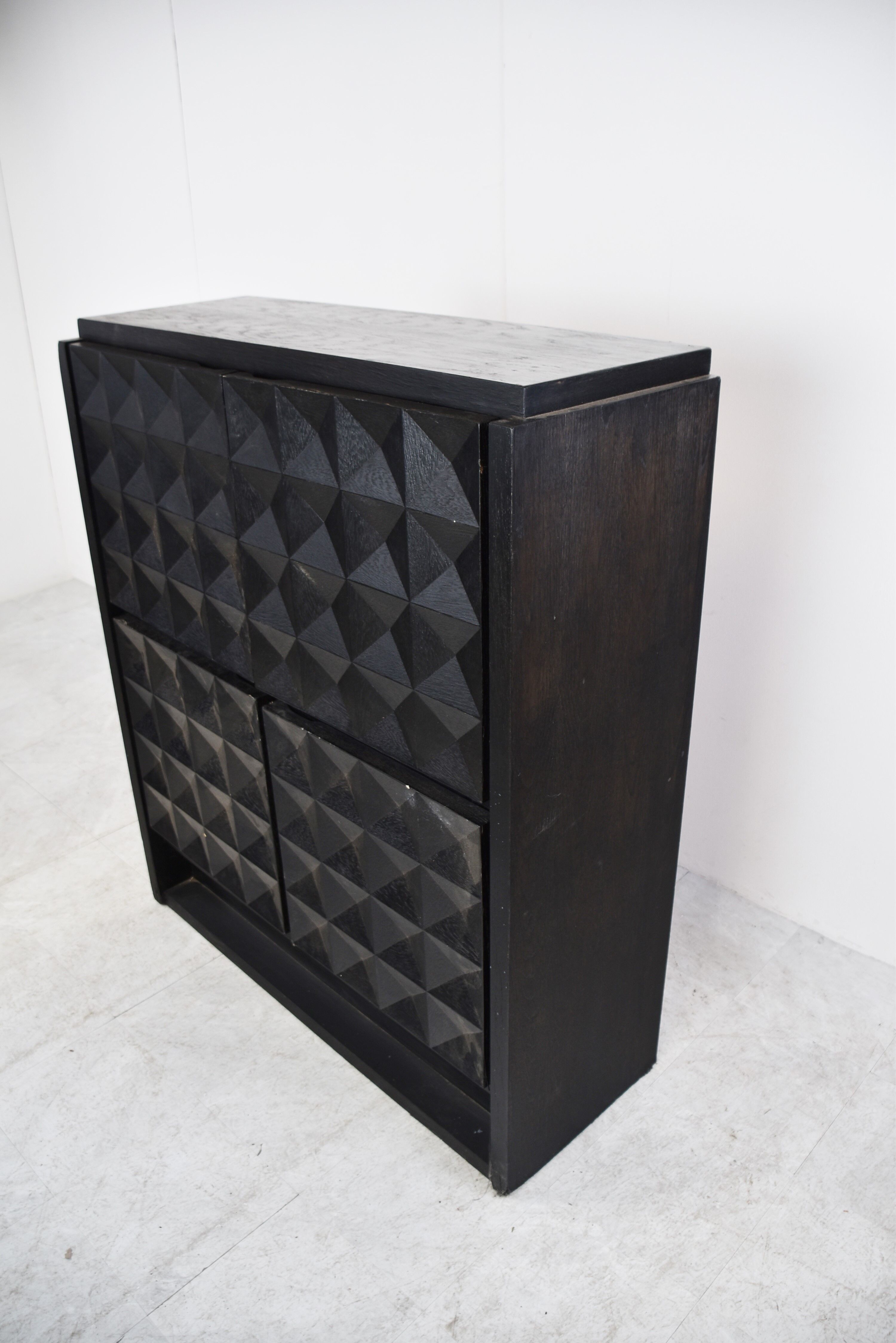 Black brutalist bar cabinet, 1970s