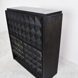Black brutalist bar cabinet, 1970s