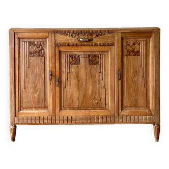 Buffet enfilade Art Déco en noyer massif