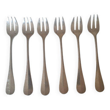 6 fourchettes à huîtres en métal argenté Alfénide