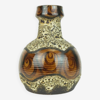 Vase du milieu du siècle duemler & breiden wgp gros lave motif gribouillis nuances de brun et beige années 1960