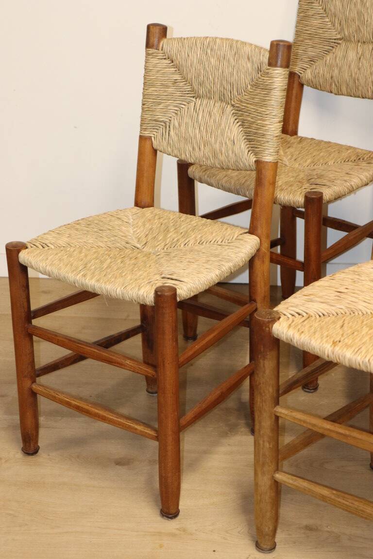 Series of 4 Charlotte Perriand Chairs Model "Bauche" BCB Edition